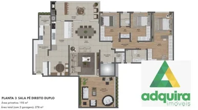 Apartamento à Venda 3 Quartos, 1 Suite, 2 Vagas, 278m², Estrela, Ponta Grossa - 